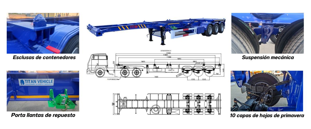 Plataforma Portacontenedores Chasis en Venta